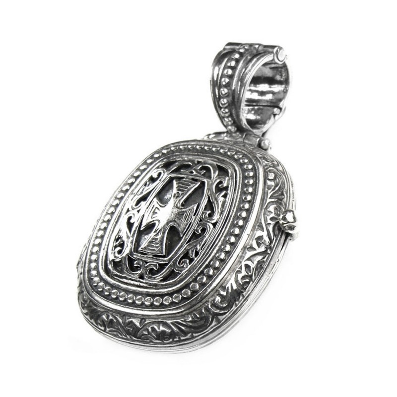 Designer locket pendant - Gerochristo 3123N - Silver & Zircon